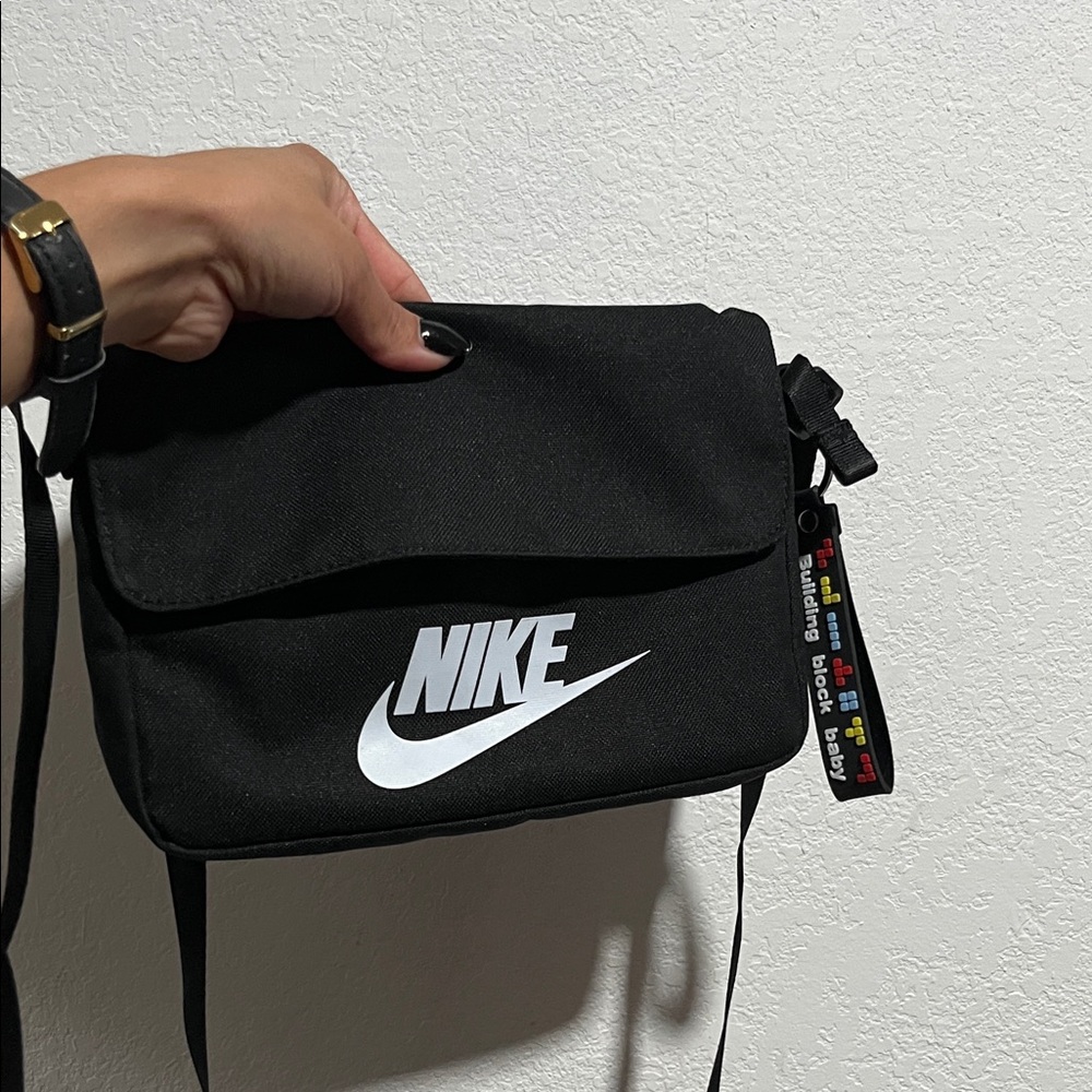 Nike Black Messenger Bag with White Swoosh